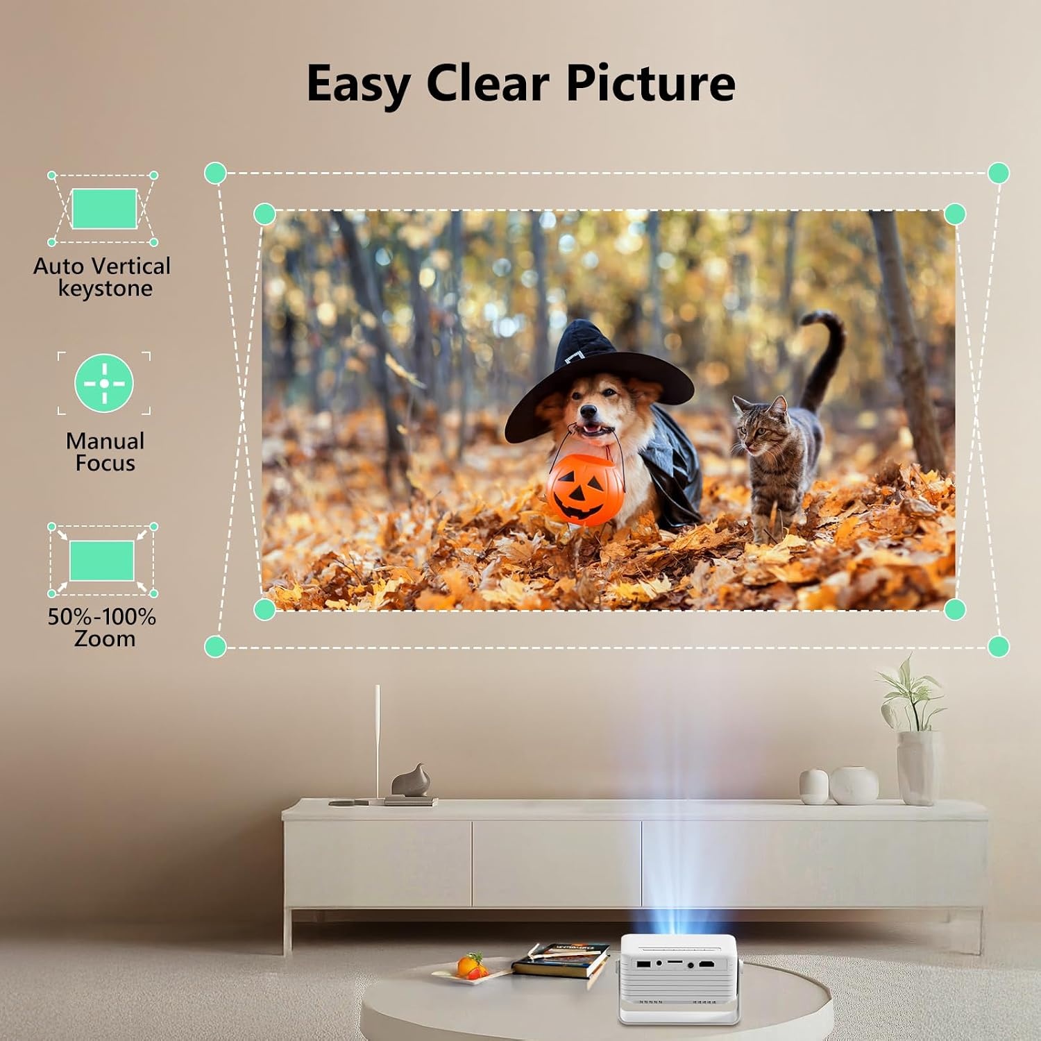 Mini Draagbare Projector - Ondersteunt Full HD 1080P, Yoton Y3 Projector Compatibel met Mobiel, Telefoons, PC, PS5 en Xbox, USB, HDMI, SD, AV Ingangen, Ideaal voor Kinderen als Cadeau
