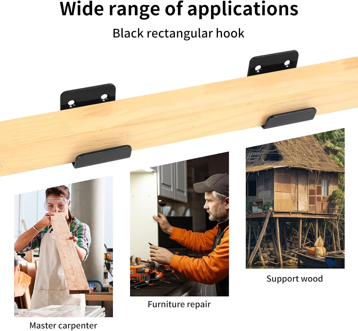 Zware haken, 8 stuks U-beugel, U-haken, 50 mm keramische tegelhouders, metalen wandhaken apparatuurhouder beugel om op te hangen in woonkamer, keuken, badkamer, garage kapstokhaken - Maat 50x42mm(8 Pack)