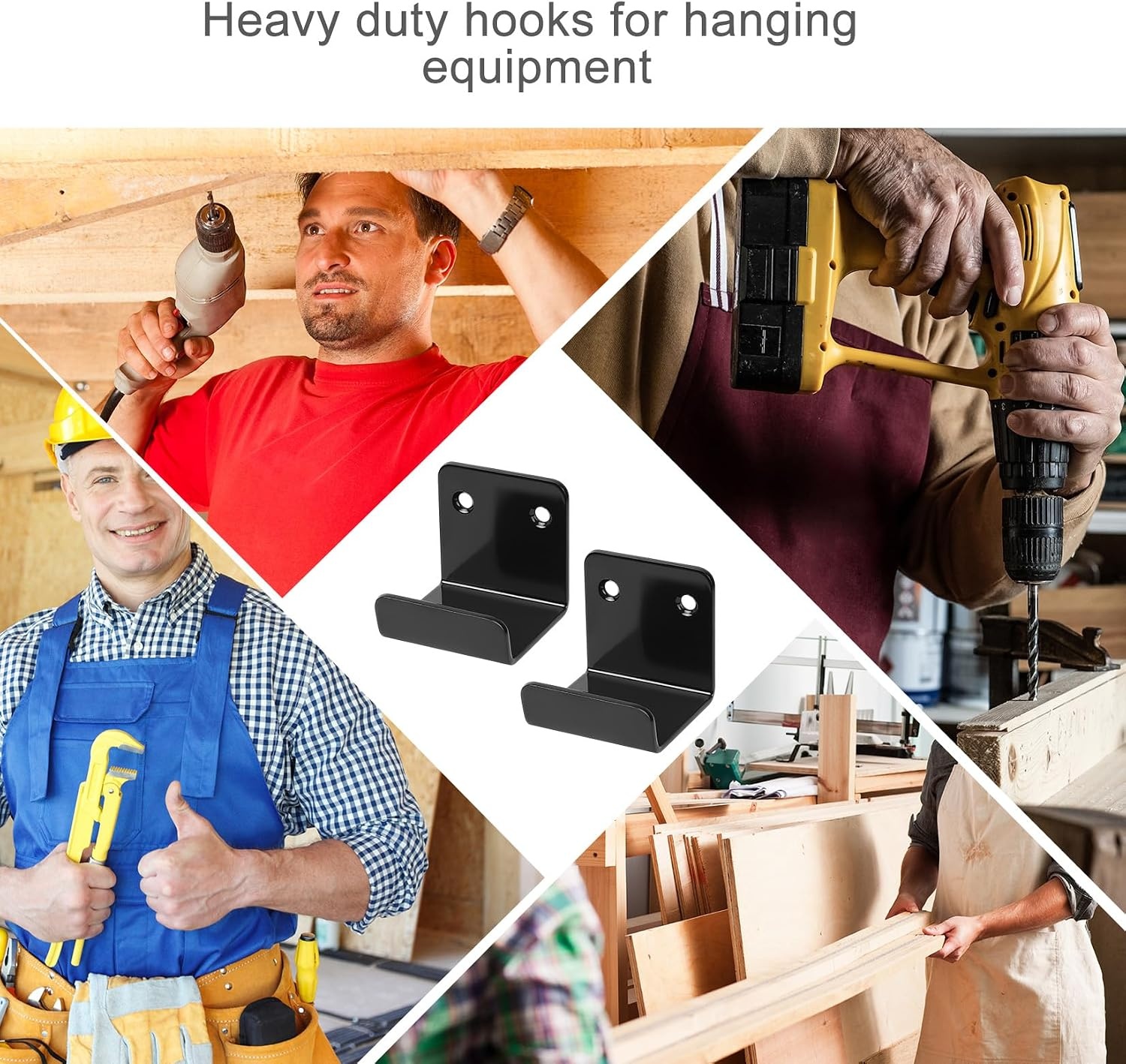 Zware haken, 8 stuks U-beugel, U-haken, 50 mm keramische tegelhouders, metalen wandhaken apparatuurhouder beugel om op te hangen in woonkamer, keuken, badkamer, garage kapstokhaken - Maat 50x42mm(8 Pack)