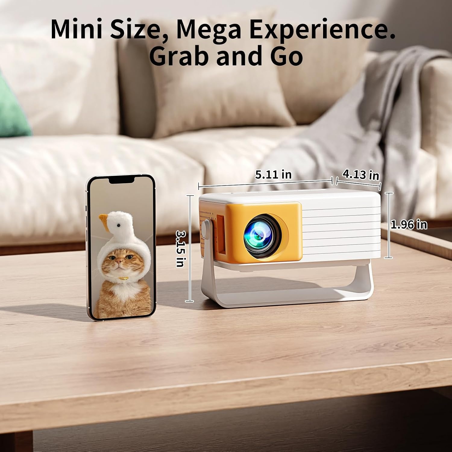 YOTON Y3 Mini-beamer, mobiele telefoon, draagbaar, Full HD videobeamer voor thuisbioscoop, outdoor beamer, compatibel met HDMI, USB, smartphone, PS5, Fire Stick, de beste keuze voor kinderen en