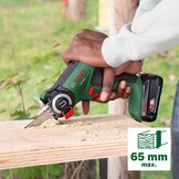 Bosch Accu-NanoBlade-zaag UniversalCut 18V-65 (snel vrij snijden in hout, houtmaterialen en plastic; max. zaagdiepte 65 mm; 18 volt-systeem; 1x 2,5 Ah accu en oplader) - Maat UniversalCut 18V
