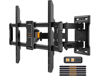 Perlegear TV-muurbeugel, zwenkbaar, kantelbaar, voor platte en gebogen tv's, max. VESA 600 x 400 mm, tot 60 kg