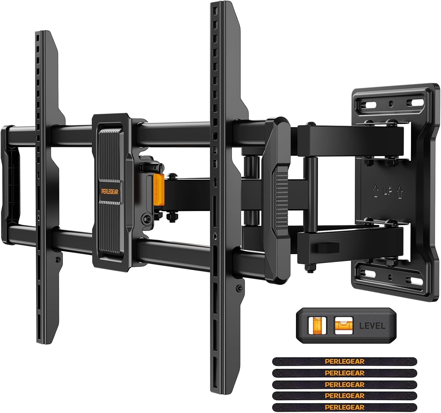 Perlegear TV-muurbeugel, zwenkbaar, kantelbaar, voor platte en gebogen tv's, max. VESA 600 x 400 mm, tot 60 kg