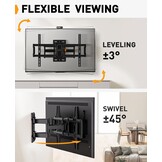 Perlegear TV-muurbeugel, zwenkbaar, kantelbaar, voor platte en gebogen tv's, max. VESA 600 x 400 mm, tot 60 kg