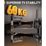 Perlegear TV-muurbeugel, zwenkbaar, kantelbaar, voor platte en gebogen tv's, max. VESA 600 x 400 mm, tot 60 kg