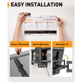 Perlegear TV-muurbeugel, zwenkbaar, kantelbaar, voor platte en gebogen tv's, max. VESA 600 x 400 mm, tot 60 kg