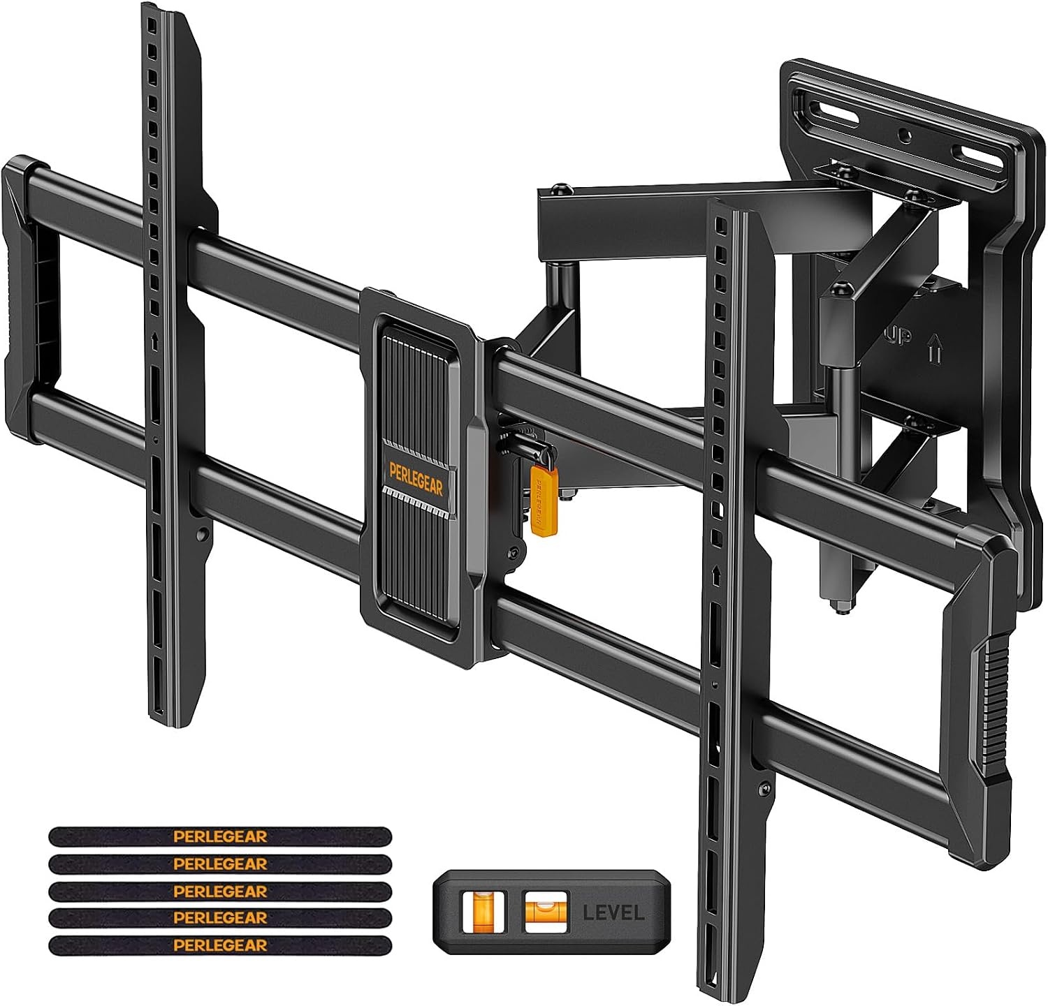 Perlegear TV-muurbeugel, zwenkbaar, kantelbaar, voor platte en gebogen tv's, max. VESA 600 x 400 mm, tot 60 kg
