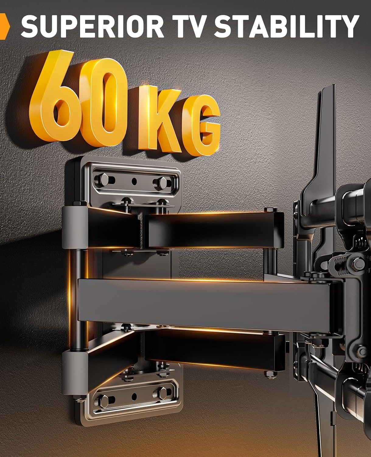 Perlegear TV-muurbeugel, zwenkbaar, kantelbaar, voor platte en gebogen tv's, max. VESA 600 x 400 mm, tot 60 kg