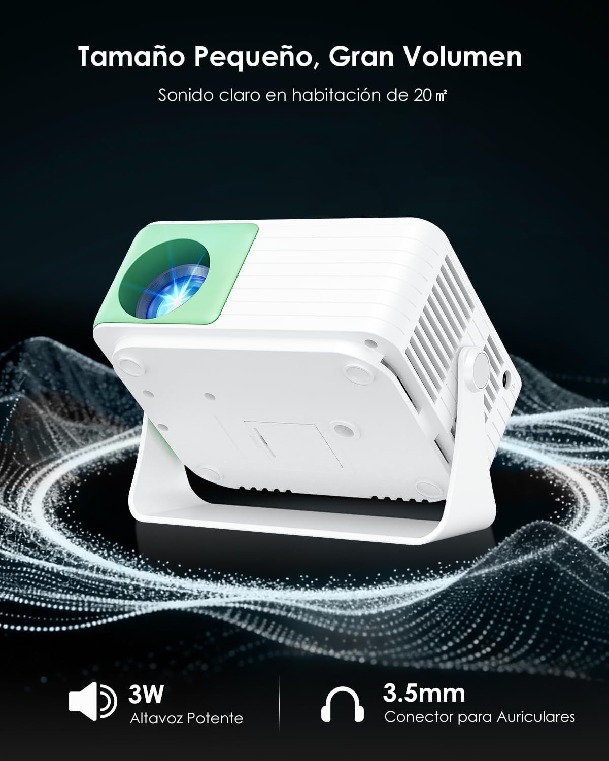 Yoton Y3 Mini-projector, groen, slaapkamer, luidspreker, 1080p, 180° rotatie