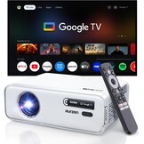 Aurzen EAZZE D1G Officiële Google TV 4K ondersteunde slimme projector met wifi en Bluetooth, autofocus en keystone, Dolby Audio, Zoom, Native 1080P draagbare mini-filmprojector voor thuis en buiten