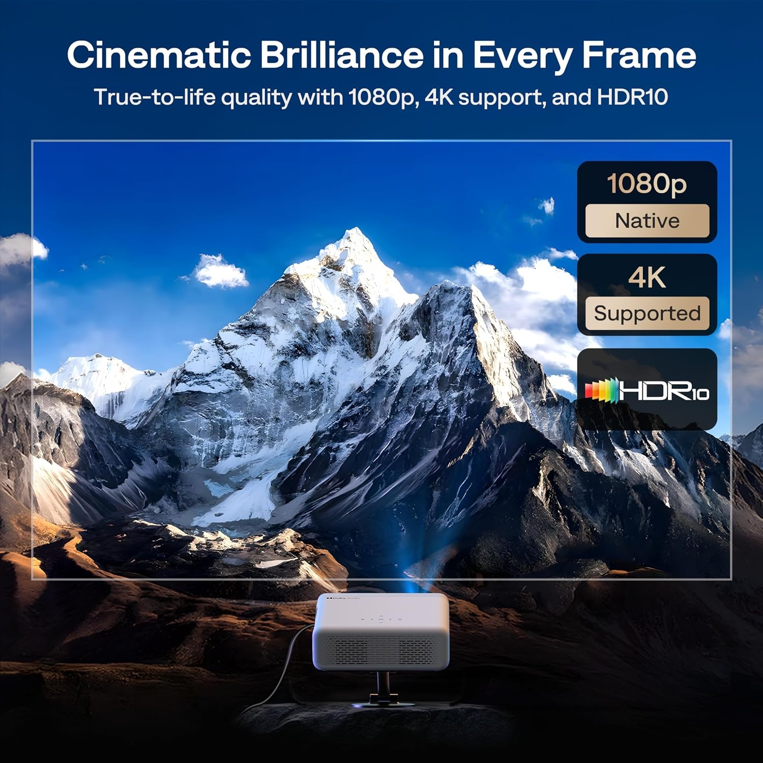 Aurzen EAZZE D1G Officiële Google TV 4K ondersteunde slimme projector met wifi en Bluetooth, autofocus en keystone, Dolby Audio, Zoom, Native 1080P draagbare mini-filmprojector voor thuis en buiten