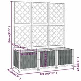 vidaXL Plantenbak met latwerk 120x40x136 cm polypropeen donkergrijs