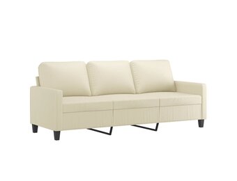 vidaXL Driezitsbank 180 cm kunstleer crèmekleurig