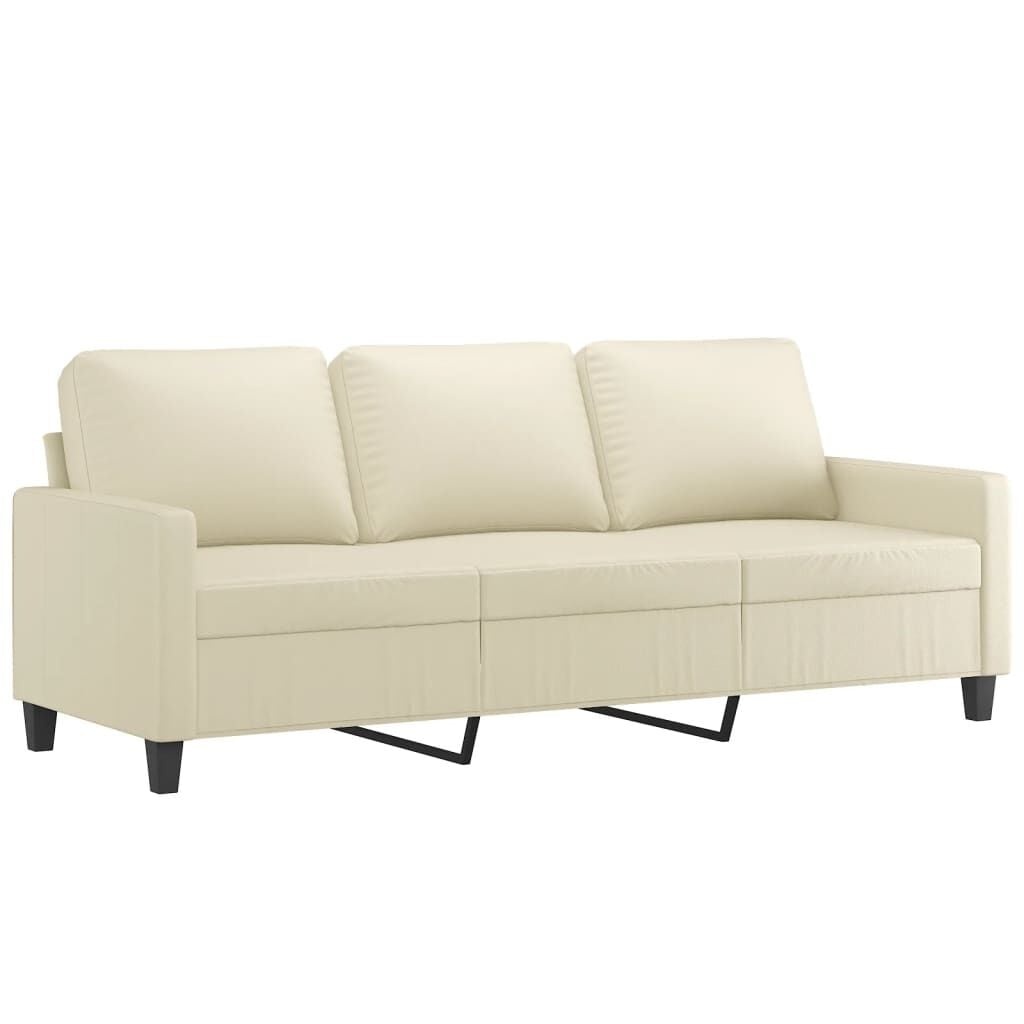 vidaXL Driezitsbank 180 cm kunstleer crèmekleurig