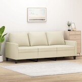 vidaXL Driezitsbank 180 cm kunstleer crèmekleurig