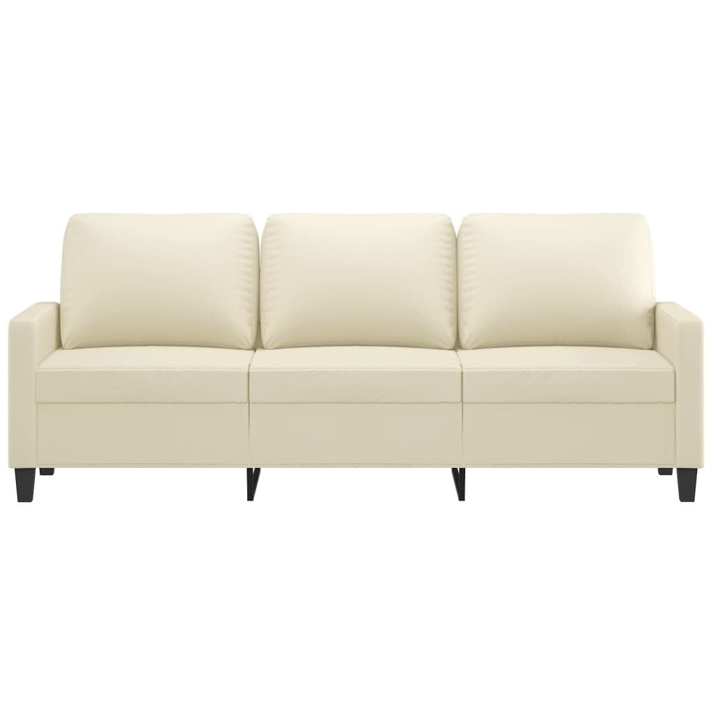 vidaXL Driezitsbank 180 cm kunstleer crèmekleurig
