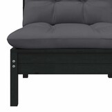 vidaXL 3-delige Loungeset met kussens massief grenenhout zwart