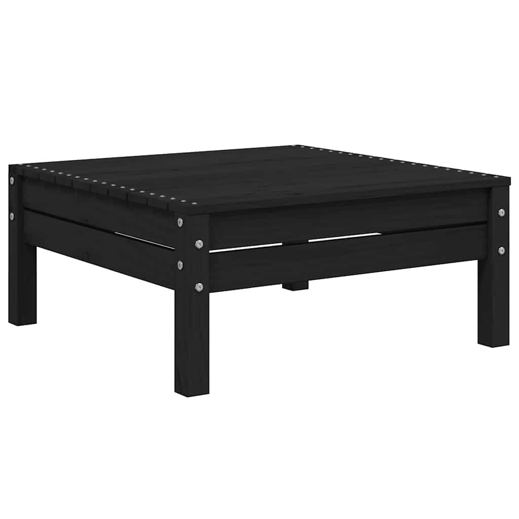 vidaXL 3-delige Loungeset met kussens massief grenenhout zwart