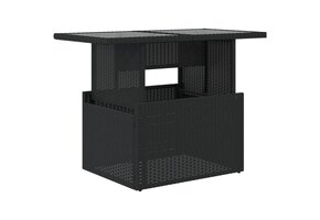 vidaXL Tuintafel met Glas 100x55x73 cm Zwart Poly Rattan - 59% Korting!