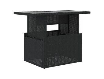 Zwarte Poly Rattan Tuintafel met Glazen Blad - 66% Korting!
