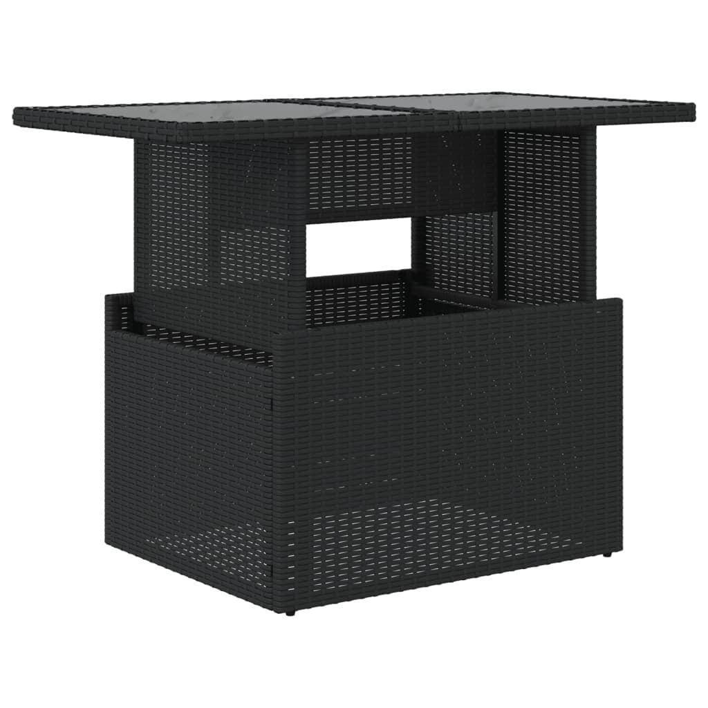 Zwarte Poly Rattan Tuintafel met Glazen Blad - 66% Korting!