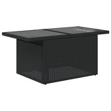 Zwarte Poly Rattan Tuintafel met Glazen Blad - 66% Korting!