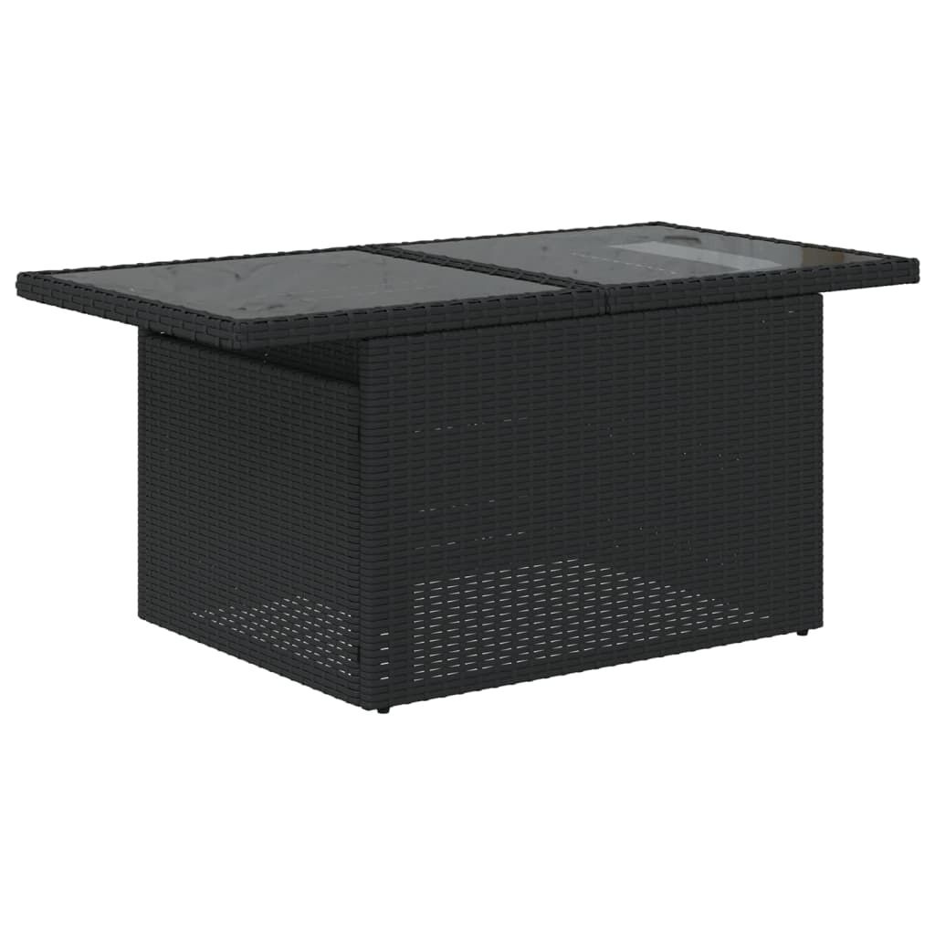 Zwarte Poly Rattan Tuintafel met Glazen Blad - 66% Korting!