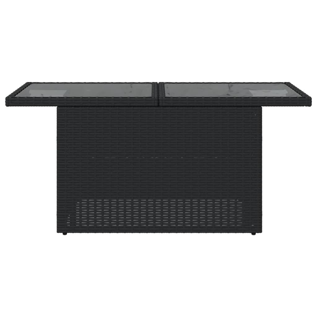 Zwarte Poly Rattan Tuintafel met Glazen Blad - 66% Korting!