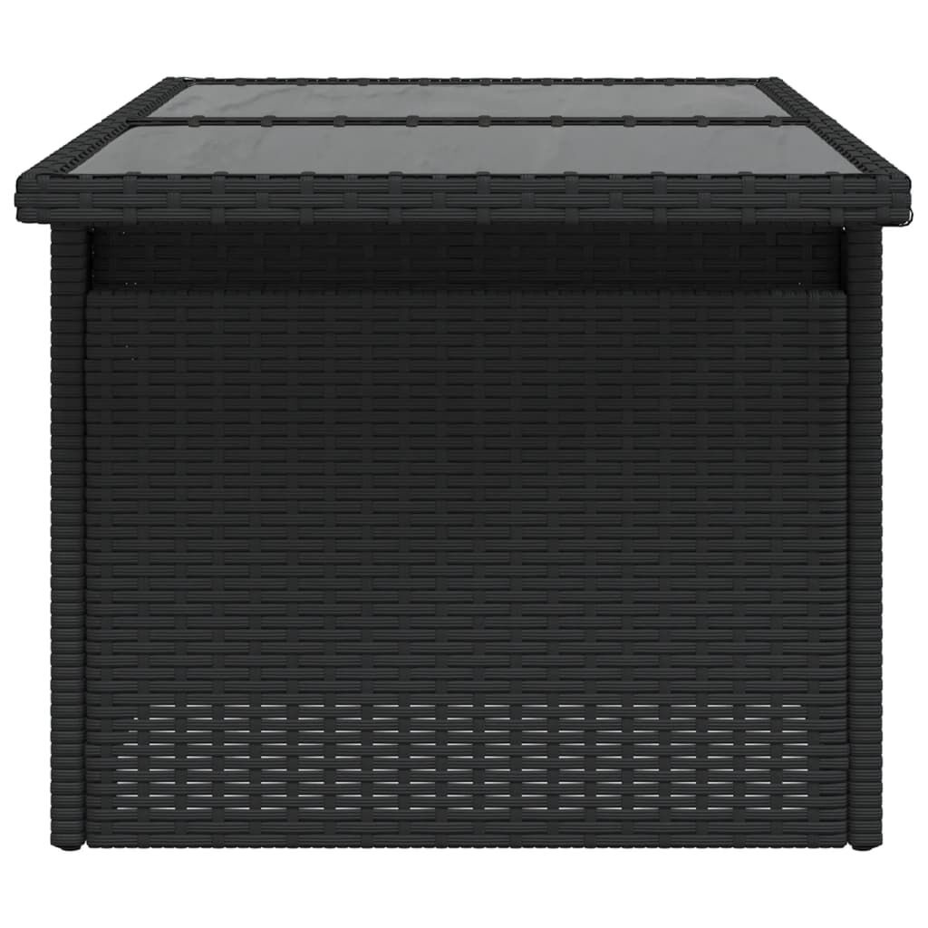 Zwarte Poly Rattan Tuintafel met Glazen Blad - 66% Korting!