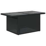 Zwarte Poly Rattan Tuintafel met Glazen Blad - 66% Korting!