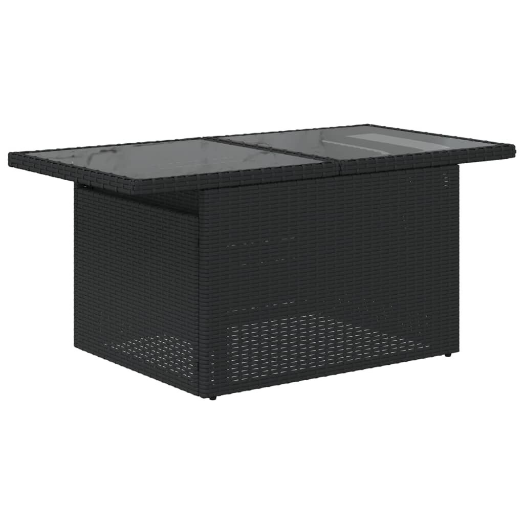 Zwarte Poly Rattan Tuintafel met Glazen Blad - 66% Korting!