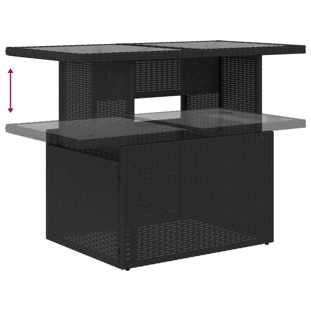 Zwarte Poly Rattan Tuintafel met Glazen Blad - 66% Korting!
