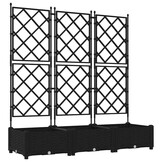 vidaXL Tuindruppel met Trellis 3 pcs Zwart 120 x 40 x 125,5 cm PP