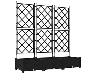 vidaXL Tuindruppel met Trellis 3 pcs Zwart 120 x 40 x 125,5 cm PP