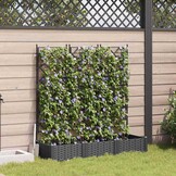 vidaXL Tuindruppel met Trellis 3 pcs Zwart 120 x 40 x 125,5 cm PP
