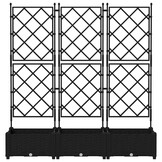 vidaXL Tuindruppel met Trellis 3 pcs Zwart 120 x 40 x 125,5 cm PP