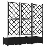 vidaXL Tuindruppel met Trellis 3 pcs Zwart 120 x 40 x 125,5 cm PP