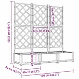 vidaXL Tuindruppel met Trellis 3 pcs Zwart 120 x 40 x 125,5 cm PP