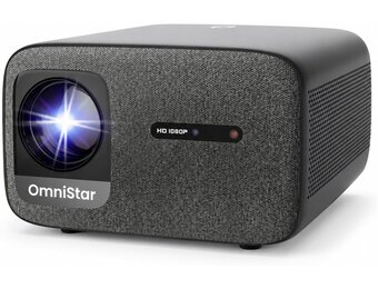 OmniStar L80 Projector met WiFi en Bluetooth, 1500 ANSI lumen Native 1080P Video Projector met 4K-ondersteuning, Auto Focus/Keystone, 2x15W Speakers, 200" Display, Compatibel met iOS/Android/TV Stick