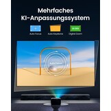 OmniStar L80 Projector met WiFi en Bluetooth, 1500 ANSI lumen Native 1080P Video Projector met 4K-ondersteuning, Auto Focus/Keystone, 2x15W Speakers, 200" Display, Compatibel met iOS/Android/TV Stick