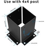 paaldragers, schroefhulzen, dekpaalbasis, paalhouders (100x100mm_2 stuks) - Maat 100x100mm_2 stuks