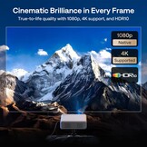Aurzen EAZZE D1G Officiële Google TV 4K ondersteunde slimme projector met wifi en Bluetooth, autofocus en keystone, Dolby Audio, Zoom, Native 1080P draagbare mini-filmprojector voor thuis en buiten