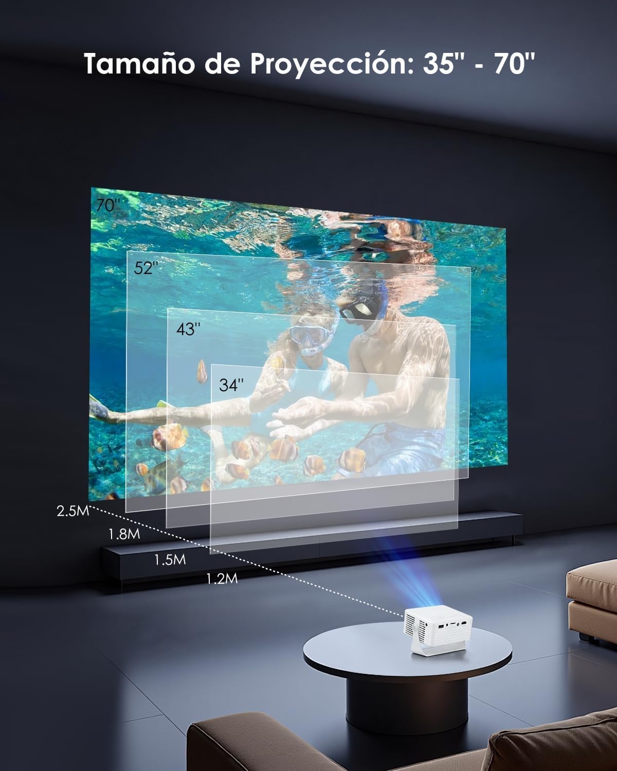 Yoton Y3 Mini-projector, groen, slaapkamer, luidspreker, 1080p, 180° rotatie