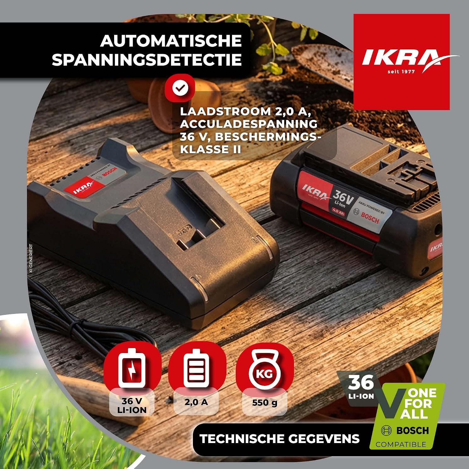 IKRA 36V-acculader/laadstation type AL 36V-20 met LED-display