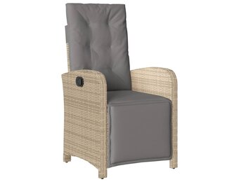 vidaXL Tuinstoel verstelbaar met voetensteun poly rattan gemengd beige