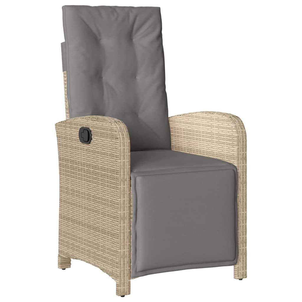 vidaXL Tuinstoel verstelbaar met voetensteun poly rattan gemengd beige