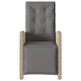 vidaXL Tuinstoel verstelbaar met voetensteun poly rattan gemengd beige