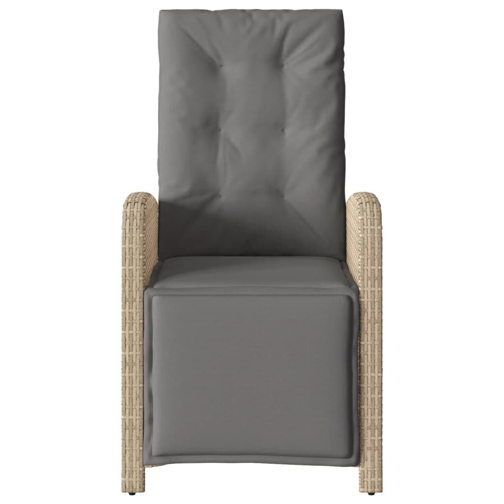 vidaXL Tuinstoel verstelbaar met voetensteun poly rattan gemengd beige