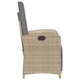 vidaXL Tuinstoel verstelbaar met voetensteun poly rattan gemengd beige