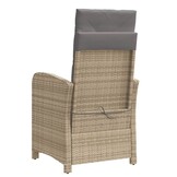 vidaXL Tuinstoel verstelbaar met voetensteun poly rattan gemengd beige